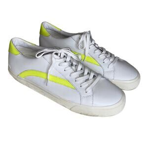 Madewell White Yellow Stripe Sidewalk Low-Top Sneakers Leather L3243